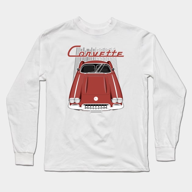 Corvette C1 1958-1960 - Maroon Long Sleeve T-Shirt by V8social